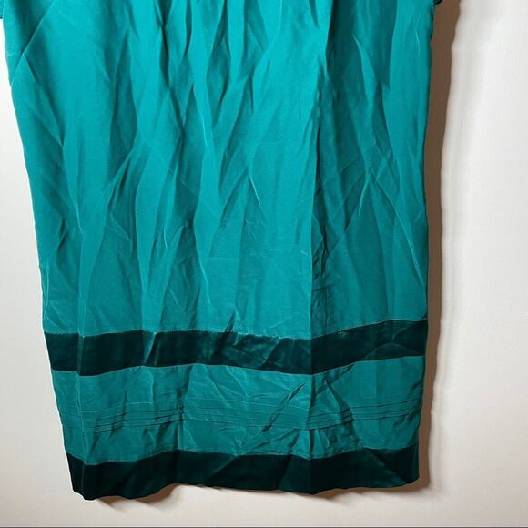 What Goes Around Comes Around Short Sleeve Green Silk Dress‎ M - Picture 6 of 12